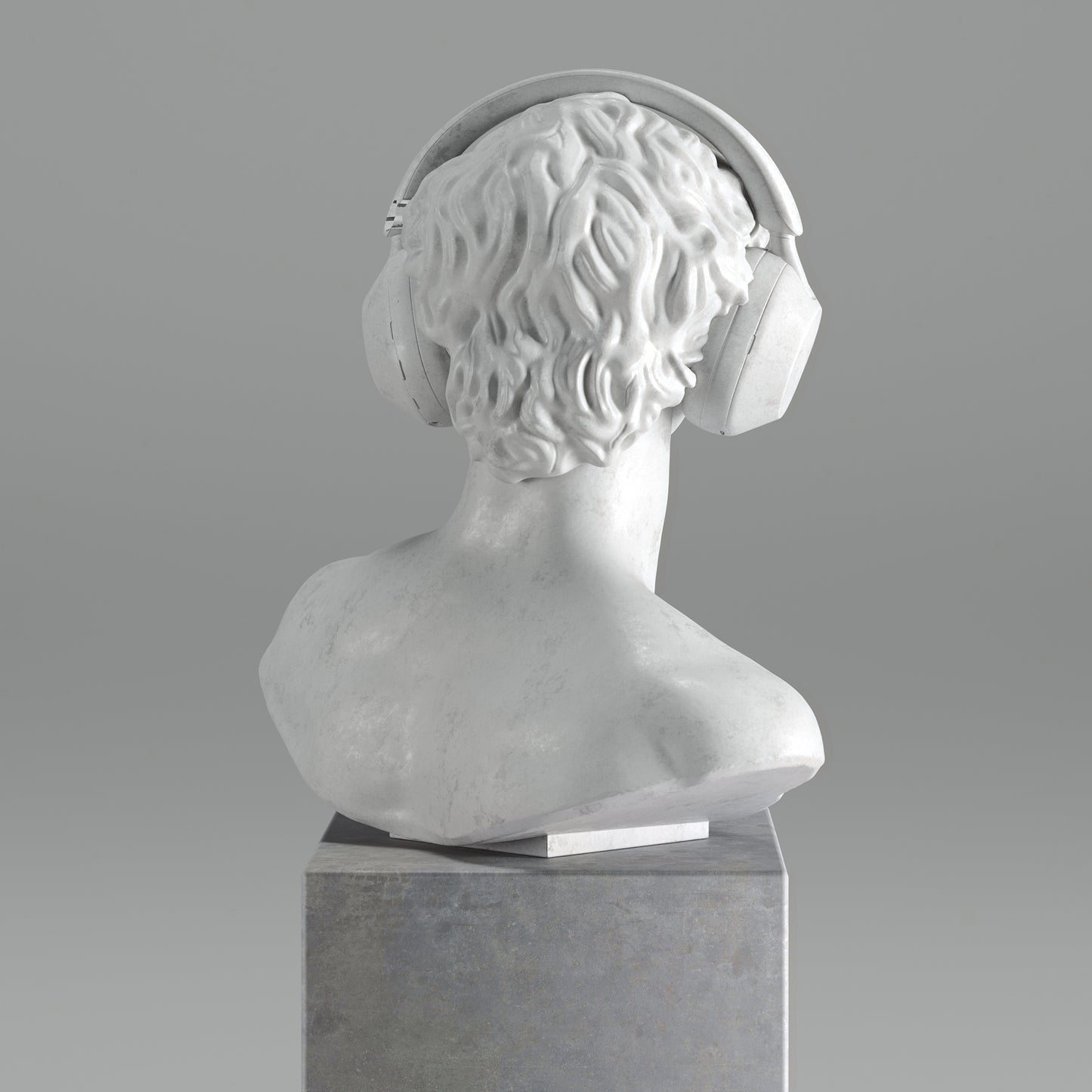 Busto de David de Miguel Angel escuchando musica